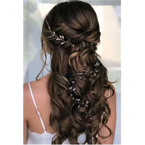 Silver Crystal Wedding Hair Vine | Bridal Headpiece - Picture 4 of 7